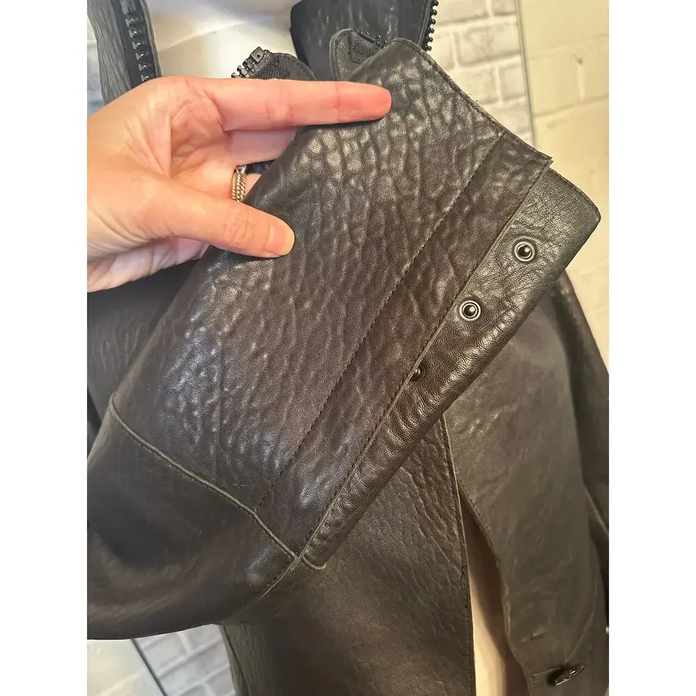 Vintage Akris Bergdorf Croc Embossed Goat Suede Leather Jacket size US 4 Hi-low